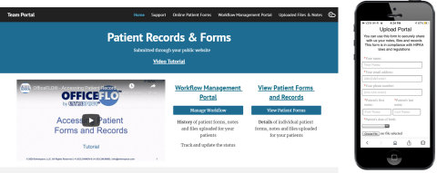 Snapshots of the upload portal on a mobile device and an internal-use password protected website for staff members of healthcare organizations on a desktop. (Photo: Business Wire)