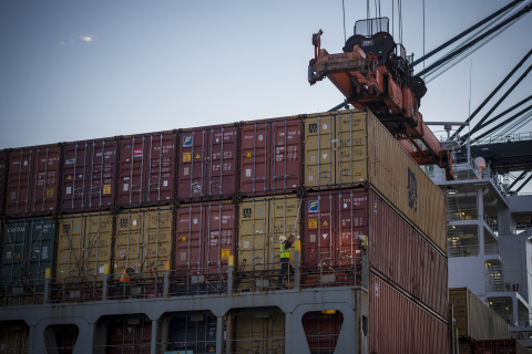 Container operations activity at Port Houston's Bayport terminal. (Photo: Business Wire)