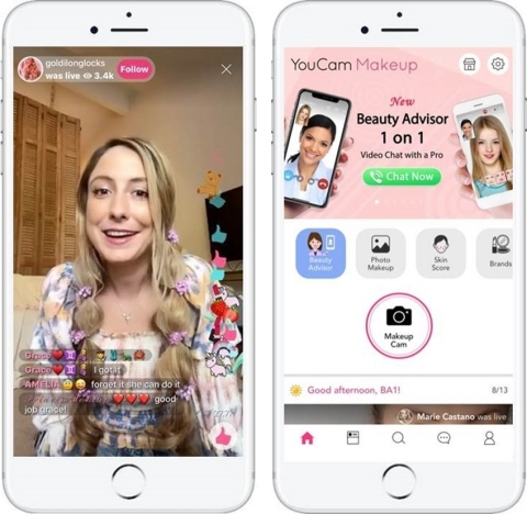 YouCam Makeup's interactive Beauty Advisor 1-on-1 on-demand beauty consultations and livestream beauty shows (Photo: Business Wire)