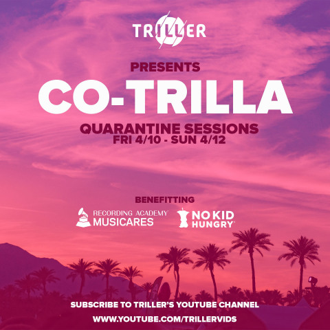 Co-Trilla Quarantine Sessions to benefit COVID-19 relief efforts April 10-12 (Graphic: Business Wire)