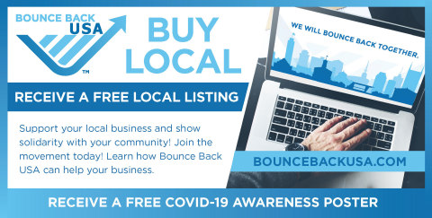 Visit https://BounceBackUSA.com to get started and upload your free local business listing and learn how to receive your free COVID-19 awareness poster. (Photo: Business Wire)