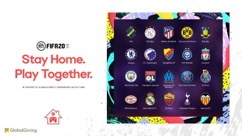 Global Football Stars to Take Part in the EA SPORTS FIFA 20 Stay and Play Cup between April 15-19 EA to Donate US$1 Million to Global Giving’s Coronavirus Relief Fund as Part of “Stay Home, Play Together” (Graphic: Business Wire)