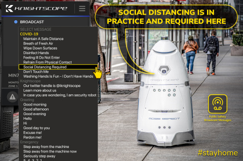 Autonomous Security Robots Deliver Important Messages at Client Locations During Pandemic (Graphic: Business Wire)