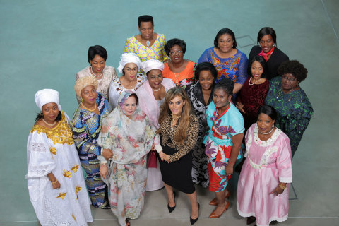 Dr. Rasha Kelej, CEO of Merck Foundation with H.E. DJÈNÈ CONDÉ, The First Lady of Guinea; H.E. FATIMA MAADA BIO; The First Lady of Sierra Leone; H.E. Prof. GERTRUDE MUTHARIKA, The First Lady of Malawi; H.E. FATOUMATTA BAH-BARROW, The First Lady of The Gambia; H.E. DENISE NKURUNZIZA, The First Lady of Burundi; H.E. AÏSSATA ISSOUFOU MAHAMADOU, The First Lady of Niger; H.E. BRIGITTE TOUADERA, The First Lady of Central African Republic; H.E. REBECCA AKUFO-ADDO, The First Lady of Ghana; H.E. CLAR MARIE WEAH, The First Lady of Liberia; H.E. ANTOINETTE SASSOU-NGUESSO, The First Lady of Congo Brazzaville; H.E. MONICA GEINGOS, The First Lady of Namibia; H.E. AUXILLIA MNANGAGWA, The First Lady of Zimbabwe; H.E. NEO JANE MASISI, The First Lady of Botswana; H.E. Dr. ISAURA FERRÃO NYUSI, The First Lady of Mozambique and Former First Lady of Mauritania. (Photo: Business Wire)