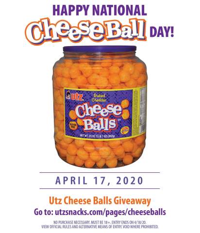 Celebrate National Cheeseball Day! Source: Utz Quality Foods, LLC