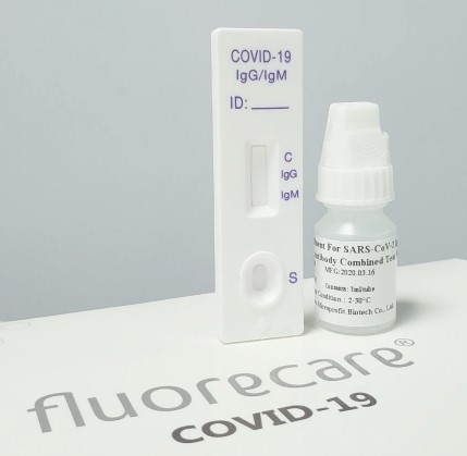 fluorecare test uses a drop of blood to determine the presence of COVID-19 antibodies in about 10 minutes (Photo: Business Wire)