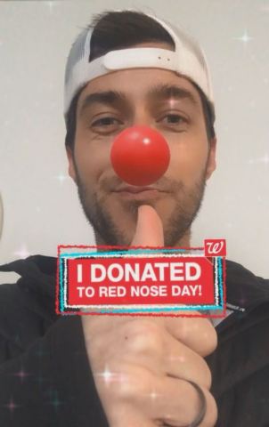 Man proudly shares selfie with iconic Red Nose filter after donating to Red Nose Day at Walgreens.com/RedNoseDay (Photo: Business Wire)