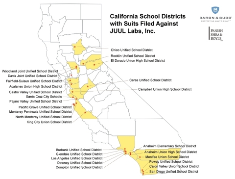 California School Districts with Suits Filed Against JUUL Labs, Inc. (Photo: Business Wire)