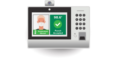 Ascentis CarePoint’s patent-pending thermal sensor seamlessly integrates with the Ascentis NT8000 time clocks for the most accurate touchless temperature reading, comes with a full range of voice-command actions improving workforce safety.  (Photo: Business Wire)