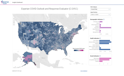 The model and graphic display are designed to help understand high risk geographic populations based on Americans pre-existing medical conditions, demographic and socio-economic traits. The information can be filtered down to the county level. (Graphic: Business Wire)