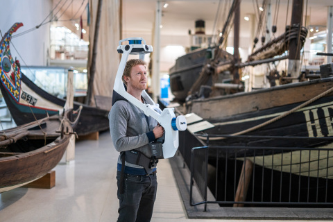 original NavVis VLX, equipped with Velodyne lidar sensors, provides a new design for wearable mobile mapping that enables fast, targeted scanning in the most complex environments. (Photo: NavVis)