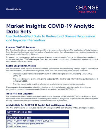 Change Healthcare Market Insights COVID-19 Analytic Data Sets Fact Sheet