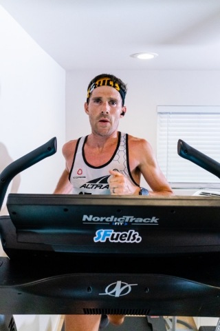 Ultramarathoner Zach Bitter sets a new World Record running 100 miles on a treadmill in 12:09:15, running on a NordicTrack treadmill in his Phoenix home. (Photo: Business Wire)