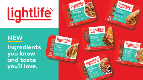 The new Lightlife packaging will hit U.S. shelves this week. (Graphic: Business Wire)