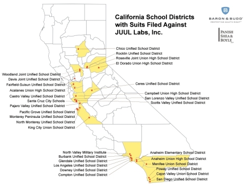 California School Districts with Suits Filed Against JUUL Labs, Inc. (Graphic: Business Wire)