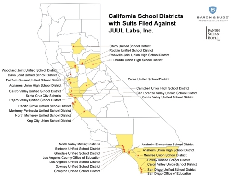 California School Districts with Suits Filed Against JUUL Labs, Inc. (Graphic: Business Wire)