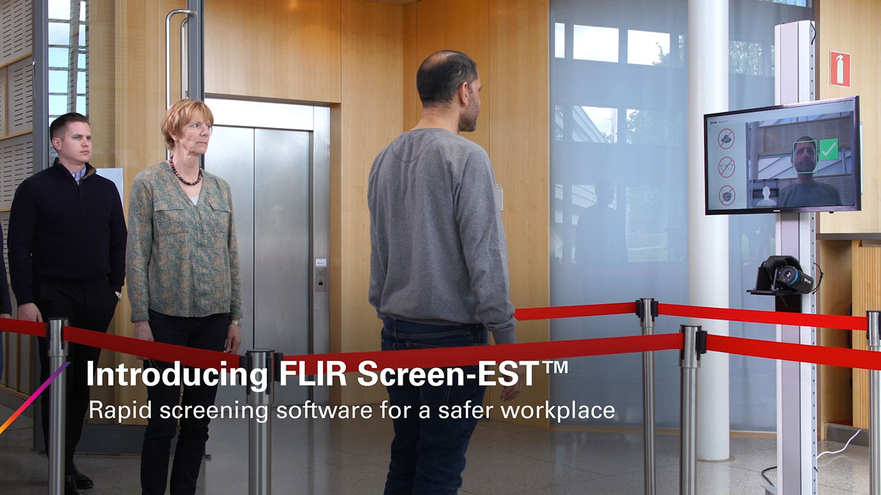 FLIR Screen-EST software provides automatic measurement tools that perform elevated skin temperature screenings of individuals in two seconds or less at entries, checkpoints, and other high-traffic areas while maintaining recommended social distancing guidelines.