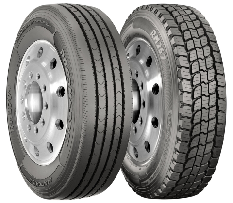 Cooper Tire has launched two new 19.5-inch tires, the Roadmaster RM170+ steer tire (left) and Roadmaster RM257 drive tire (right), for the final mile, pick-up and delivery, and emergency vehicle tire segments. (Photo: Business Wire)