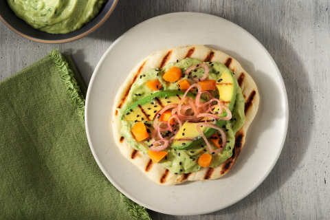 Grilled Flatbread with Herbed California Avocado Hummus, Carrots and Pickled Shallots by Chef Caroline Glover of Annette (Photo: Business Wire)