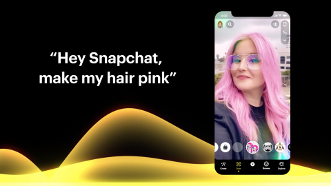 With Snapchat’s new Voice Scan feature—powered by Houndify—users can quickly find the right Lens just by asking (Photo: Business Wire)