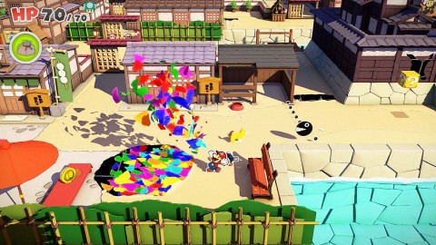 When Mario’s not duking it out in the ring, he can investigate suspicious spots to uncover hidden items, toss confetti to repair holes in the landscape, discover loads of Toads hiding in the scenery, play mini-games to earn in-game rewards, and revel in an abundance of secrets and treasures. (Graphic: Business Wire)