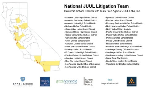 California School Districts with Suits Filed Against JUUL Labs, Inc. (Graphic: Business Wire)