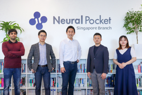Neural Pocket Inc., a leading Japanese edge-AI solution provider, has launched its first overseas branch in Singapore to accelerate efforts across Southeast Asia. The company provides solutions in areas such as smart cities, mobility, digital signages, and fashion and currently serves government agencies, real-estate infrastructure companies, retailers, manufacturers, and logistic companies globally. Global CEO, Roi Shigematsu (center); Singapore President and Global CSO, Ryosuke Tane (right to center); Global COO, Han Zhou (left to center) (Photo: Business Wire)
