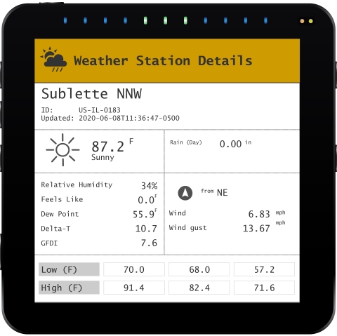 Monitoring real-time weather from FarmCommand is now available on any ISOBUS-enabled monitor. (Photo: Business Wire)