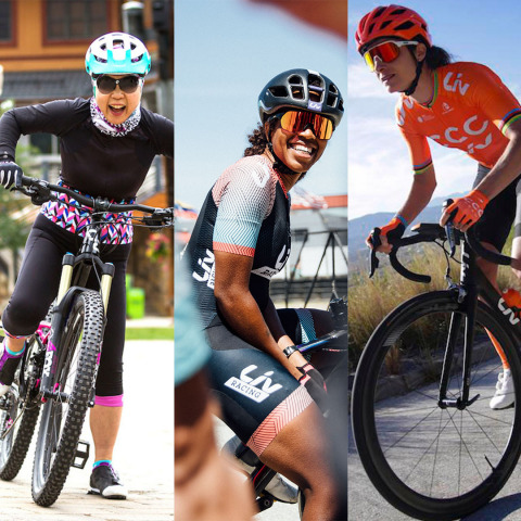 From left to right: Bonnie Tu, Liv Cycling Founder and Liv athletes Ayesha McGowan and Marianne Vos (Photo: Business Wire)