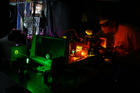 A student in the Nesbitt Lab at JILA uses high-resolution laser spectroscopy to study nanoparticle systems. (Photo: Business Wire)