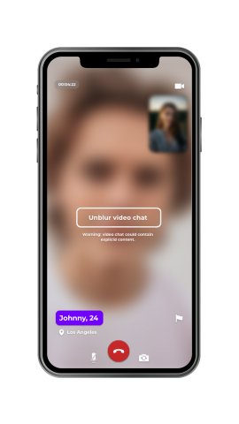 original Hudapp.com has recently released a new feature: Video chat with auto-blur that lets users choose when they are ready to see each other. (Photo: Business Wire)