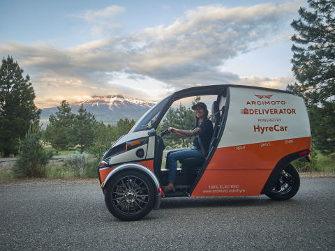 Arcimoto Begins Renting Pure Electric Deliverator in Los Angeles Using HyreCar (Photo: Business Wire)