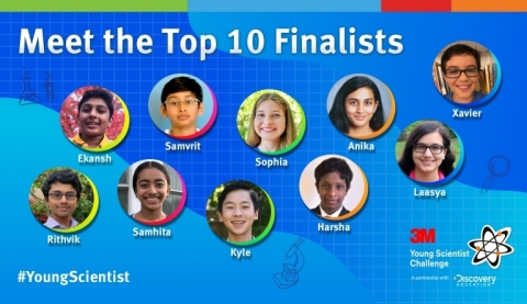 This year’s finalists, four girls and six boys ranging in age from 12-14, identified an everyday problem they’re passionate about and submitted a one- to two-minute video communicating the science behind their solution to solve the problem. (Photo credit: 3M)