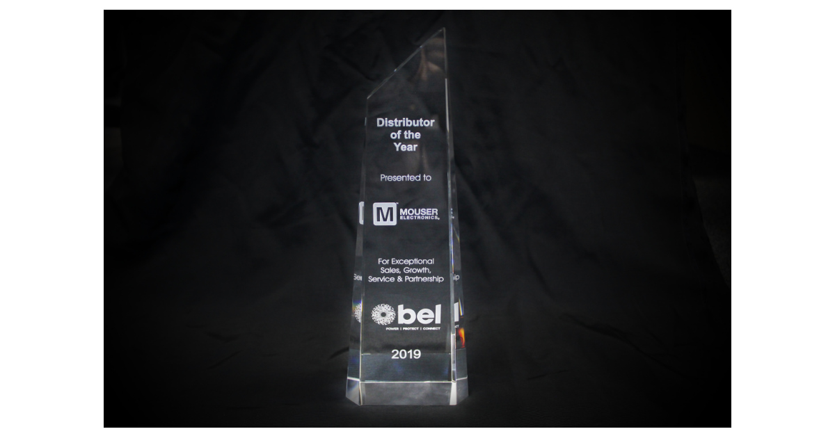 Mouser Electronics Named Global Distributor of the Year by Bel Fuse