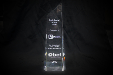 Mouser Electronics has been named Global Distributor of the Year for 2019 by Bel Fuse Inc. Bel cited Mouser’s overall POS revenue growth, customer growth, NPI engagement, and marketing programs. (Photo: Business Wire)