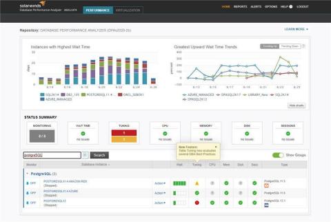 SolarWinds Database Performance Analyzer adds database coverage for PostgreSQL, including support for AWS, Azure, and on-premises environments, allowing DBAs to quickly pinpoint DBaaS and PaaS problems. (Graphic: Business Wire)