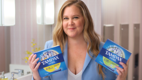 Sharing is caring, and Amy’s got you covered big time – with both extra tampons AND newfound period knowledge! (Photo: Business Wire)