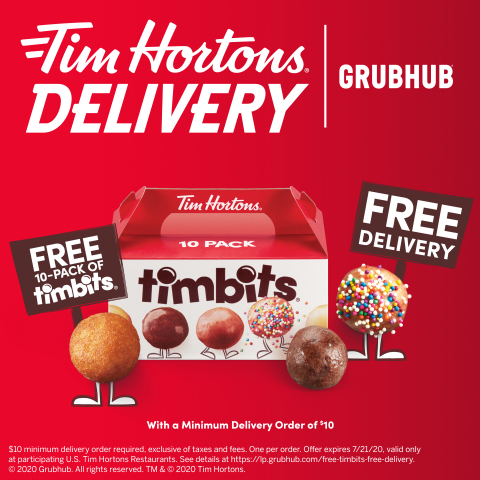 Tim Hortons® U.S. Partners with Grubhub for Delivery in Select Markets (Graphic: Business Wire)