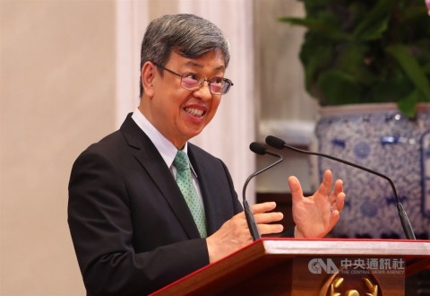 Then Vice President Chen Chien-jen speaks to the media at the Presidential Office Building on May 14, thanking the Taiwanese people for contributing to the success in the battle against the COVID-19, a few days before he left office. CNA photo May 14, 2020.