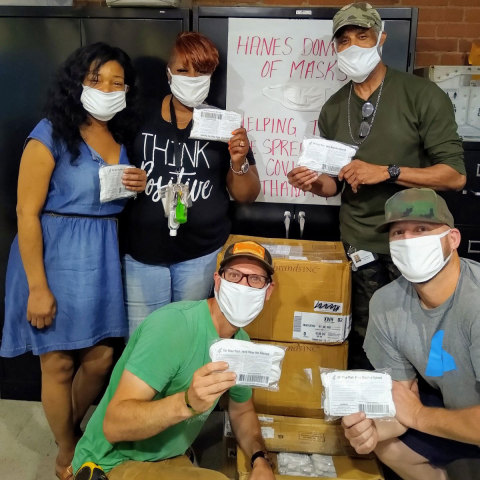 Hanes donates 1 million face masks to nonprofit organizations, including Pittsburgh Mercy’s Operation Safety Net, to support those experiencing homelessness across America during the COVID-19 pandemic. (Photo: Business Wire)