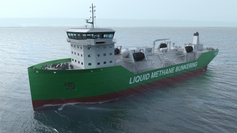 Kanfer has entered into an exclusive agreement with CGR to market its proprietary Liquid Methane Bunkering Vessel (“LMBV”) and other state-of-the-art technologies to customers in the global shipping industry. The unique LMBV design improves bunkering operational reliability and reduces costs. (Photo: Business Wire)