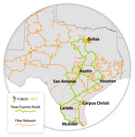original FiberLight announces the completion of its 100G Texas Express Routes connecting Dallas, Austin, San Antonio, Houston, Corpus Cristi, Laredo and McAllen (Photo: Business Wire)