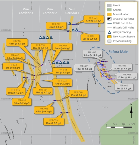 Assay results from scout drill program at Fofora