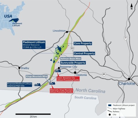 thumbnail Figure 1: Piedmont Lithium project located within the TSB (Graphic: Business Wire)