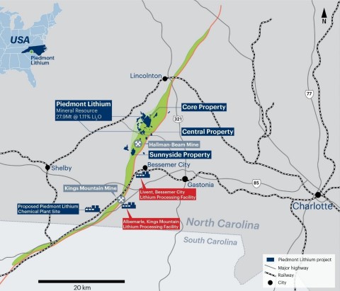 Figure 1: Piedmont Lithium project located within the TSB (Graphic: Business Wire)