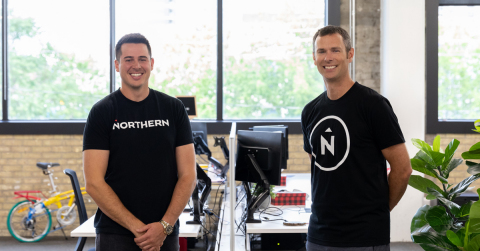 Michael Delorenzi, President of Northern Commerce (L) and Andrew McClenaghan, President of Digital Echidna (R) at Northern's head office located in London, Ontario's SoHo tech corridor. (Photo: Business Wire)