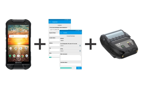 New ruggedized mobile printing solution with Kyocera Mobile's DuraForce PRO 2 rugged Android smartphone, SII Printers thermal printer & GoCanvas customizable software helps businesses process work orders and provide receipts in harsh environments. (Photo: Business Wire)
