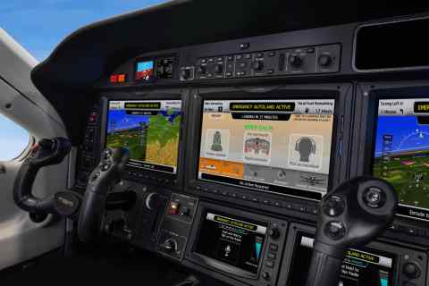 original Garmin G3000 integrated flight deck Autoland activation, TBM 940. (Photo: Business Wire)
