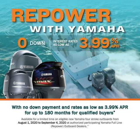 “Repower with Yamaha” Offers Customers Zero Down, Rates as Low as 3.99 Percent APR for up to 180 Months.