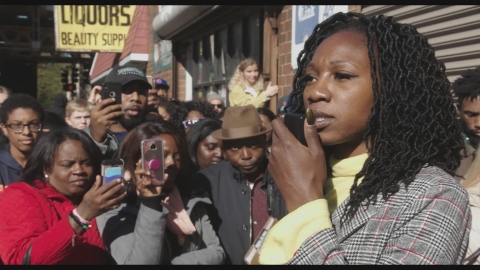 Amara Enyia at a rally in Chicago. The five-part series CITY SO REAL is a gritty and loving depiction of a quintessentially American city, Chicago, that is at once fiercely unique and a microcosm of the nation ⎯ and our world ⎯ as a whole. (Courtesy Participant)